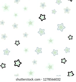 Light Green vector seamless cover with small and big stars. Blurred decorative design in simple style with stars. Pattern for design of fabric, wallpapers.