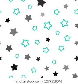 Light Green vector seamless cover with small and big stars. Modern geometrical abstract illustration with stars. Texture for window blinds, curtains.