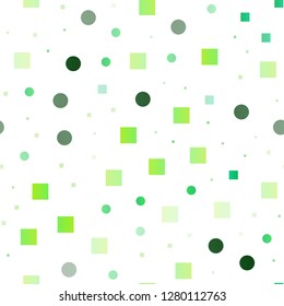 Light Green vector seamless cover with circles, cubes. Abstract backdrop with colorful circles, rectangles. Design for textile, fabric, wallpapers.