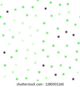 Light Green vector seamless cover with beautiful snowflakes. Modern geometrical abstract illustration with snowflakes. Design for wallpaper, fabric makers.