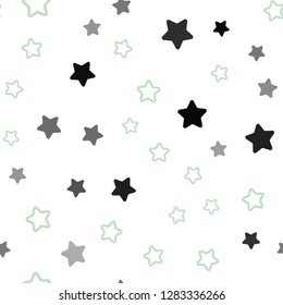 Light Green vector seamless cover with small and big stars. Blurred decorative design in simple style with stars. Design for wallpaper, fabric makers.