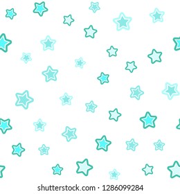 Light Green vector seamless cover with small and big stars. Decorative shining illustration with stars on abstract template. Template for business cards, websites.