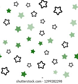 Light Green vector seamless cover with small and big stars. Shining colored illustration with stars. Pattern for design of fabric, wallpapers.