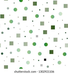 Light Green vector seamless cover with circles, cubes. Glitter abstract illustration with cubes, circles. Pattern for design of window blinds, curtains.