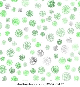 Light Green vector seamless doodle bright background. Glitter abstract illustration with doodles and flowers. Elegant pattern for a brand book.