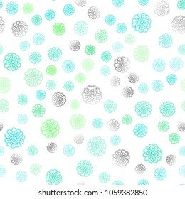 Light Green vector seamless doodle blurred pattern. flowers on elegant natural pattern with gradient. Pattern for colorful books and pages for kids.