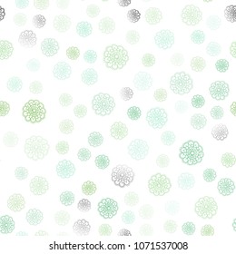Light Green vector seamless doodle bright template. Shining colored illustration with flowers in doodle style. Template for backgrounds of cell phones.