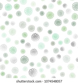 Light Green vector seamless doodle bright background. Shining colored illustration with flowers in doodle style. Brand-new design for your business.