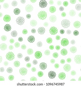 Light Green vector seamless doodle bright pattern. New colorful illustration in doodle style with flowers. Hand painted design for web, wrapping, wallpaper.
