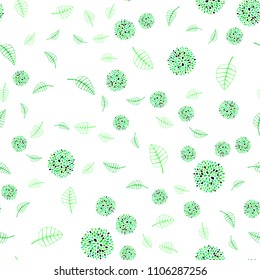 Light Green vector seamless doodle pattern with leaves and flowers. Glitter abstract illustration with leaves and flowers. Pattern for wallpapers and coloring books.