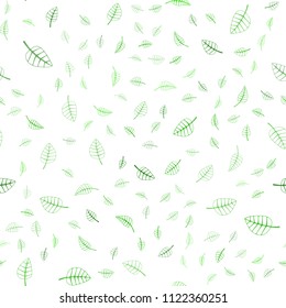 Light Green vector seamless  doodle blurred pattern. Colorful illustration in doodle style with leaves. Elegant pattern for a brand book.