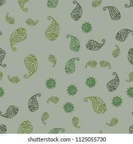 Light Green vector seamless doodle layout with leaves and flowers. Abstract illustration with leaves, flowers in doodles style. Elegant pattern for your brand book.