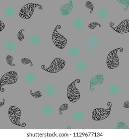Light Green vector seamless doodle pattern with leaves and flowers. Sketchy doodles on white background. Completely new template for your design.