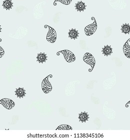 Light Green vector seamless doodle layout with leaves and flowers. Doodle illustration of leaves and flowers in Origami style. Brand new style for your business design.