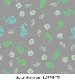 Light Green vector seamless doodle background with leaves and flowers. Brand new colored illustration with leaves and flowers. The best blurred design for your business.