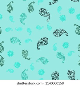 Light Green vector seamless doodle texture with leaves and flowers. Doodle illustration of leaves and flowers in Origami style. A new texture for your wallpaper design.