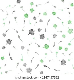 Light Green vector seamless doodle cover. Shining colored illustration with leaves in doodle style. Hand painted design for wrapping, wallpaper.