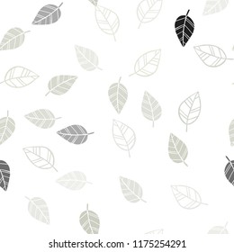 Light Green vector seamless doodle template with leaves. Sketchy doodles with leaves on blurred background. Template for business cards, websites.