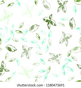 Light Green vector seamless doodle pattern with leaves. leaves on elegant natural pattern with gradient. Design for textile, fabric, wallpapers.