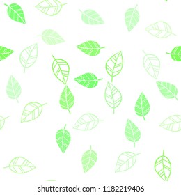 Light Green vector seamless doodle layout with leaves. Doodle illustration of leaves in Origami style with gradient. Pattern for design of window blinds, curtains.