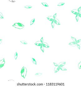 Light Green vector seamless doodle template with leaves. Doodle illustration of leaves in Origami style with gradient. Template for business cards, websites.