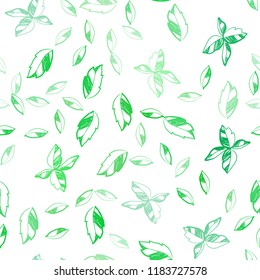 Light Green vector seamless doodle pattern with leaves. Creative illustration in blurred style with leaves. Pattern for design of fabric, wallpapers.