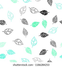 Light Green vector seamless doodle background with leaves. Blurred decorative design in Indian style with leaves. Pattern for trendy fabric, wallpapers.