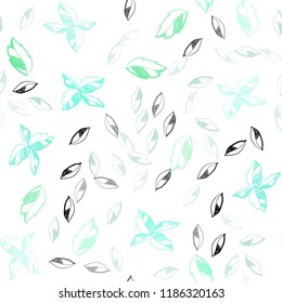 Light Green vector seamless doodle texture with leaves. Glitter abstract illustration with doodles and leaves. Design for textile, fabric, wallpapers.