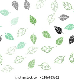 Light Green vector seamless doodle template with leaves. Sketchy doodles with leaves on blurred background. Template for business cards, websites.