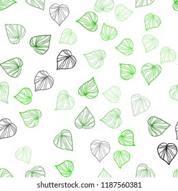 Light Green vector seamless doodle pattern with leaves. An elegant bright illustration with leaves in Natural style. Pattern for design of fabric, wallpapers.