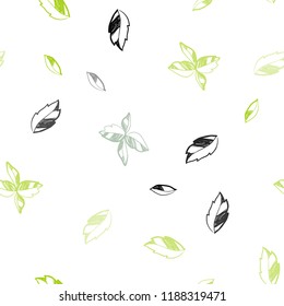 Light Green vector seamless doodle layout with leaves. An elegant bright illustration with leaves in Natural style. Pattern for design of window blinds, curtains.