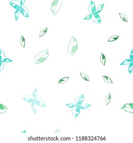 Light Green vector seamless doodle texture with leaves. Doodle illustration of leaves in Origami style with gradient. Template for business cards, websites.