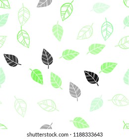Light Green vector seamless doodle background with leaves. Decorative illustration with doodles on abstract template. Trendy design for wallpaper, fabric makers.