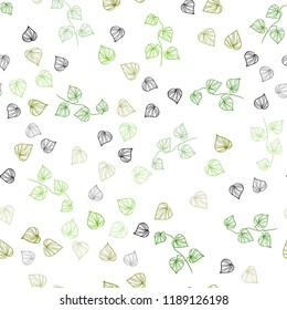 Light Green vector seamless doodle background with leaves. Colorful illustration in doodle style with leaves. Template for business cards, websites.