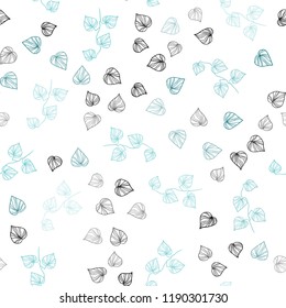 Light Green vector seamless doodle backdrop with leaves. Colorful illustration in doodle style with leaves. Design for textile, fabric, wallpapers.