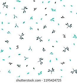 Light Green vector seamless doodle background with leaves. Blurred decorative design in Indian style with leaves. Design for textile, fabric, wallpapers.