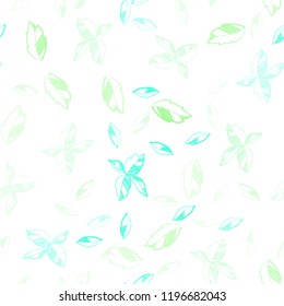 Light Green vector seamless doodle texture with leaves. Decorative illustration with doodles on abstract template. Pattern for design of window blinds, curtains.