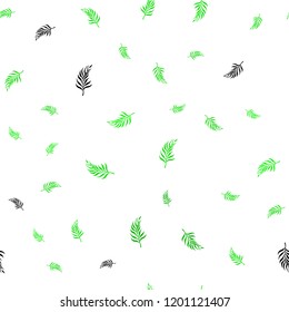 Light Green vector seamless doodle layout with leaves. Shining colored illustration with leaves in doodle style. Pattern for design of window blinds, curtains.