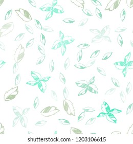 Light Green vector seamless doodle template with leaves. Decorative illustration with doodles on abstract template. Design for textile, fabric, wallpapers.