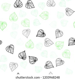 Light Green vector seamless doodle backdrop with leaves. New colorful illustration in doodle style with leaves. Pattern for design of window blinds, curtains.