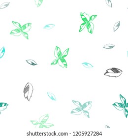 Light Green vector seamless doodle background with leaves. Blurred decorative design in Indian style with leaves. Pattern for trendy fabric, wallpapers.