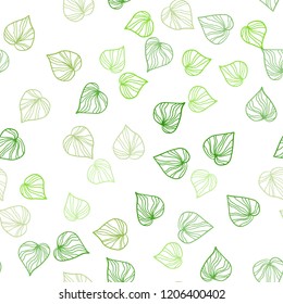 Light Green vector seamless doodle background with leaves. Colorful abstract illustration with leaves in doodle style. Trendy design for wallpaper, fabric makers.
