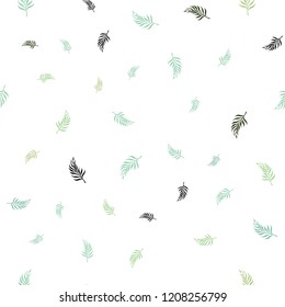 Light Green vector seamless doodle background with leaves. Doodle illustration of leaves in Origami style with gradient. Pattern for design of fabric, wallpapers.