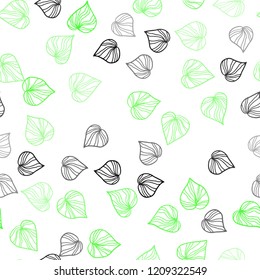 Light Green vector seamless doodle layout with leaves. New colorful illustration in doodle style with leaves. Pattern for design of window blinds, curtains.