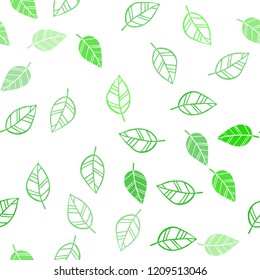 Light Green vector seamless doodle pattern with leaves. Sketchy doodles with leaves on blurred background. Trendy design for wallpaper, fabric makers.