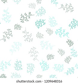 Light Green vector seamless doodle texture with branches. Modern abstract illustration with leaves and branches. Texture for window blinds, curtains.