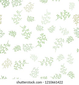 Light Green vector seamless doodle pattern with branches. Illustration with doodles on abstract template. Texture for window blinds, curtains.