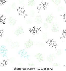 Light Green vector seamless doodle background with branches. Doodle illustration of leaves and branches in Origami style. Design for wallpaper, fabric makers.
