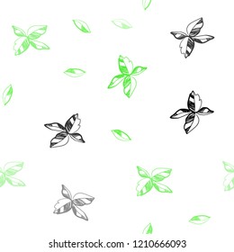 Light Green vector seamless doodle template with leaves. An elegant bright illustration with leaves in Natural style. Template for business cards, websites.