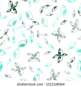 Light Green vector seamless doodle texture with leaves. Decorative illustration with doodles on abstract template. Template for business cards, websites.
